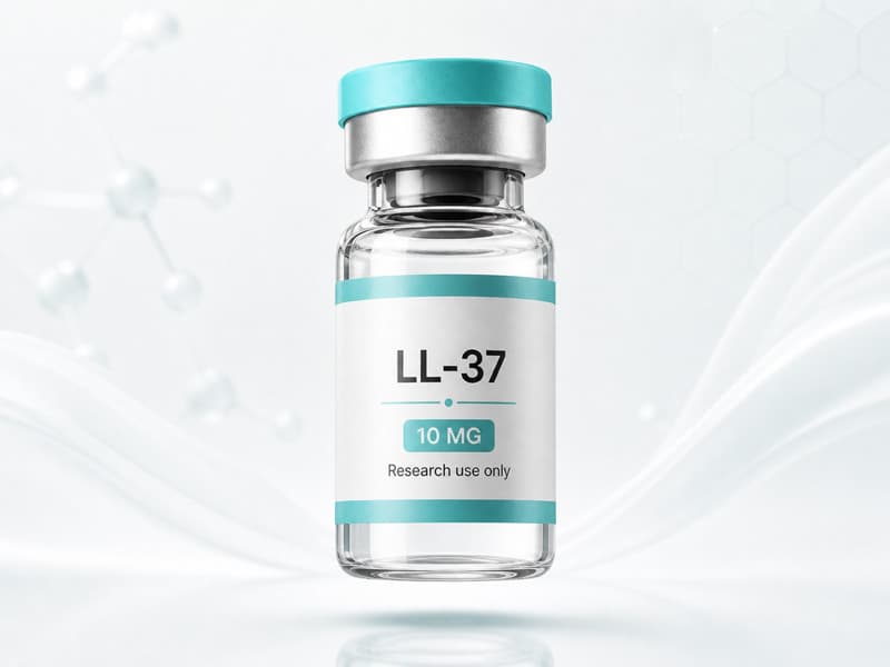Fiole de LL-37 pour fiche éducative Guide des Peptides