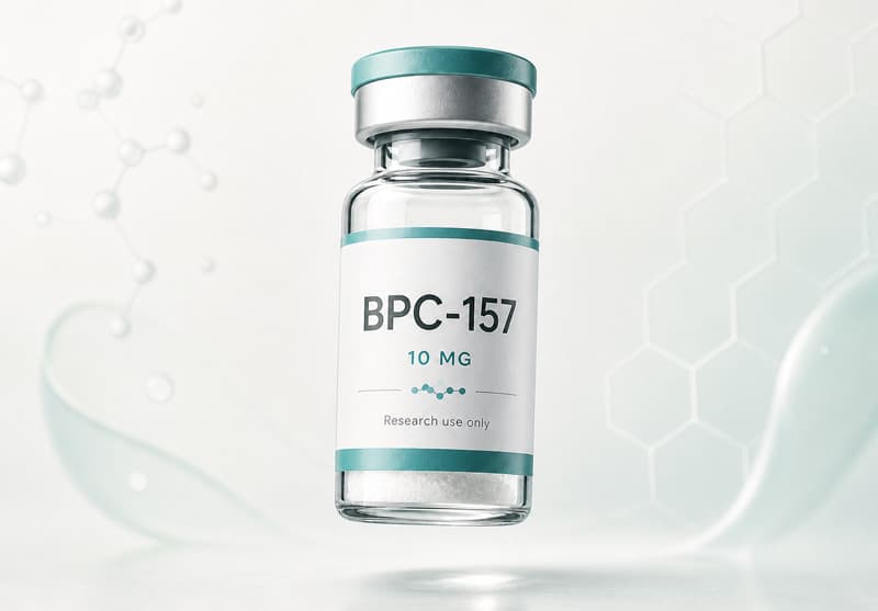 Fiole de BPC-157 pour fiche éducative Guide des Peptides