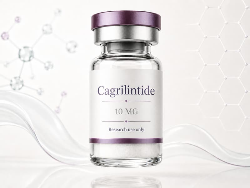 Fiole de Cagrilintide pour fiche éducative Guide des Peptides