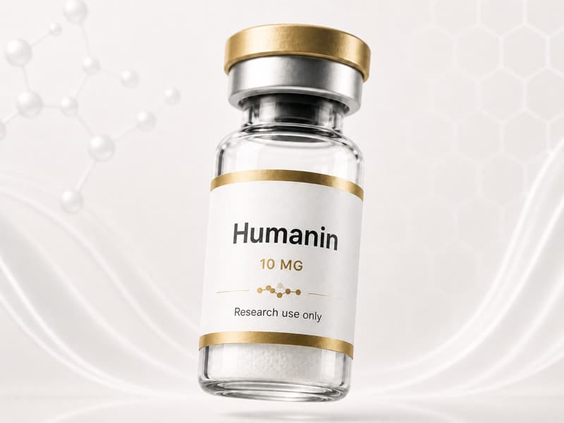 Fiole de Humanin pour fiche éducative Guide des Peptides