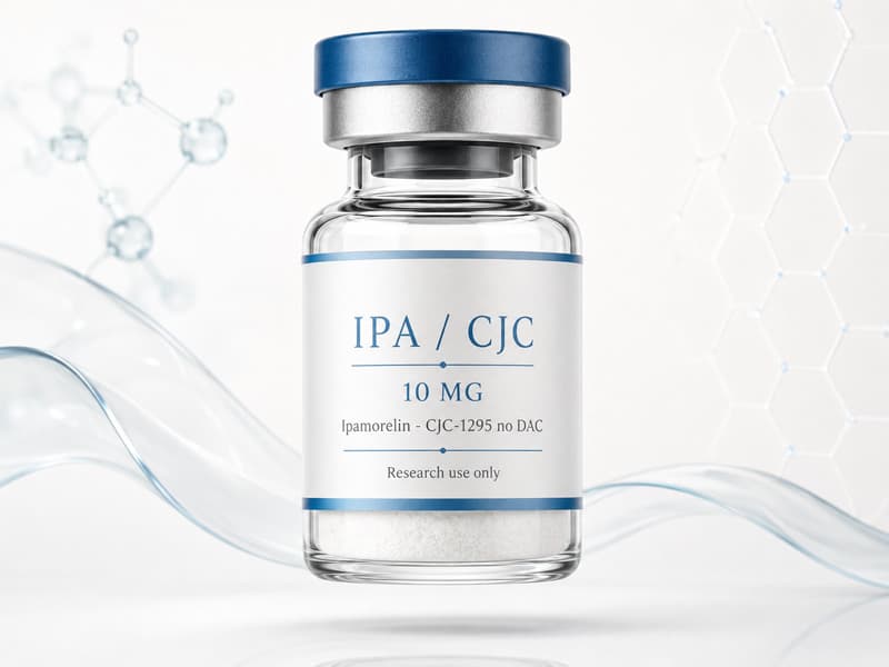 Fiole de Ipamorelin + CJC-1295 pour fiche éducative Guide des Peptides