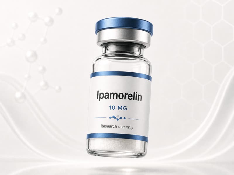 Fiole d’Ipamorelin pour fiche éducative Guide des Peptides