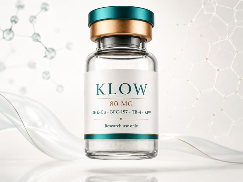 Fiole de KLOW pour fiche éducative Guide des Peptides