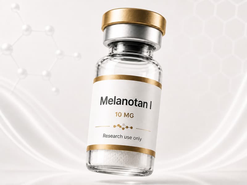 Fiole de Melanotan I pour fiche éducative Guide des Peptides