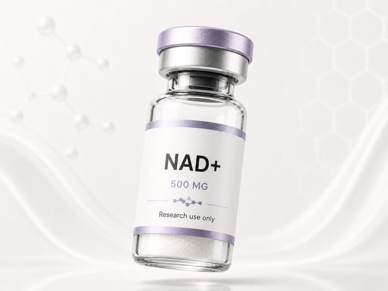 Fiole de NAD+ pour fiche éducative Guide des Peptides