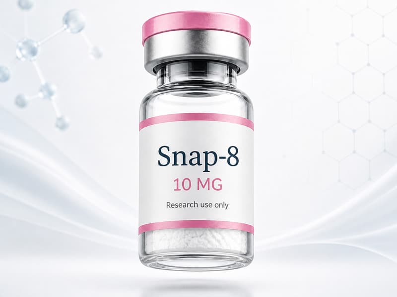 Fiole de Snap-8 pour fiche éducative Guide des Peptides