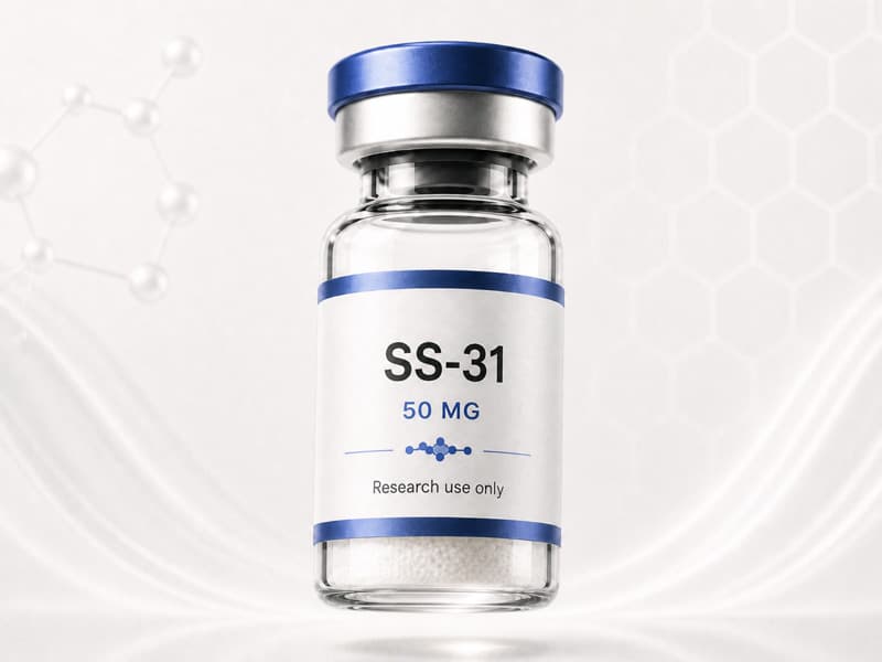 Fiole de SS-31 pour fiche éducative Guide des Peptides
