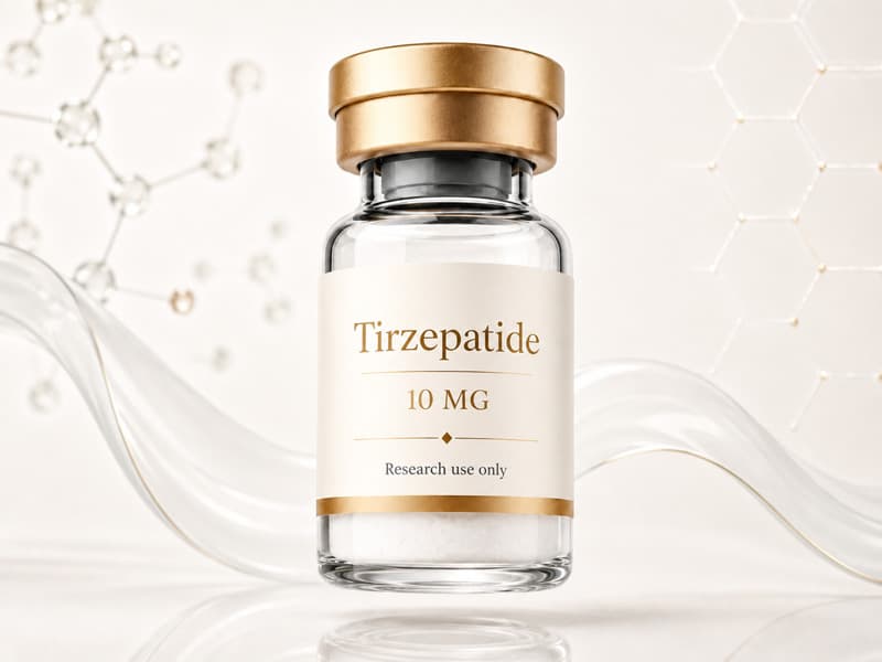 Fiole de Tirzepatide pour fiche éducative Guide des Peptides